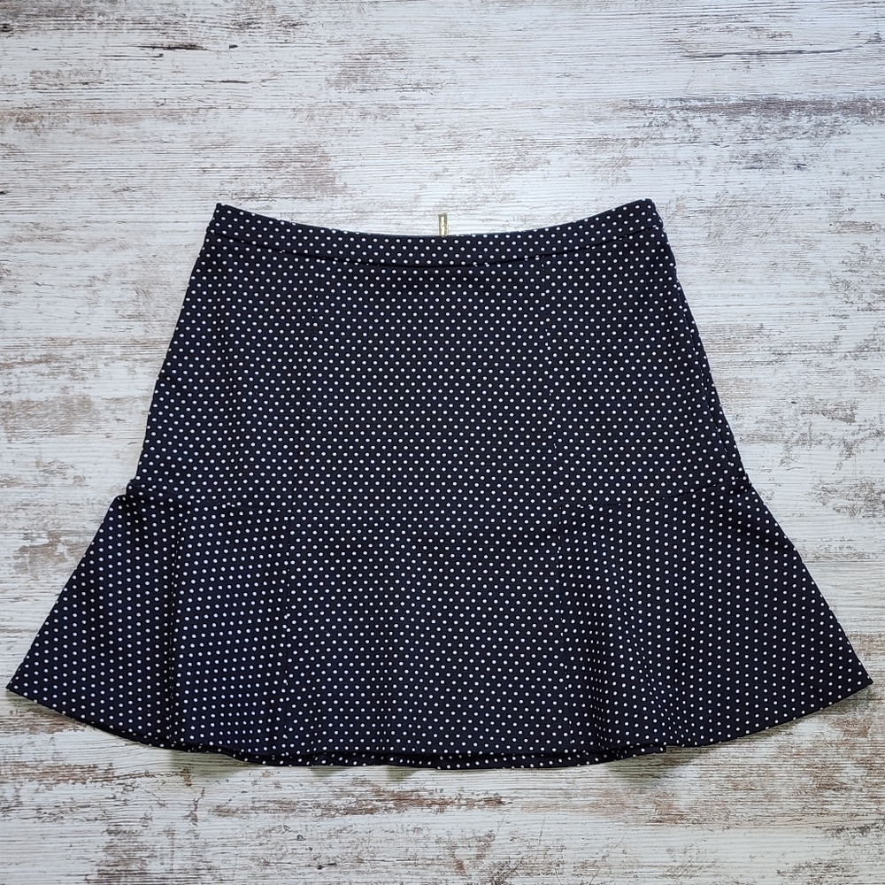 Polka Dot Flared Skirt Size 8 Black White Michael Kors